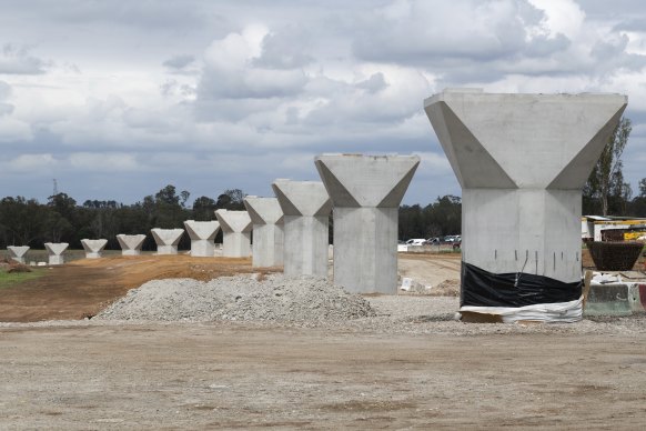 Viaducts are also under construction for a metro train line to Western Sydney Airport.