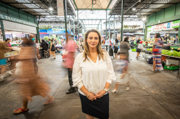 Darebin Mayor Julie Williams at the Preston Market on Saturday.