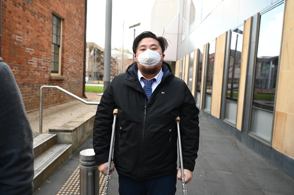 Witness Tony Quach leaves court after giving evidence at Manase Fainu's trial.