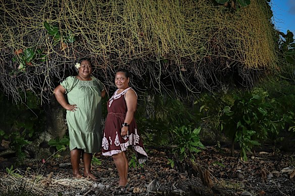 Sisters Irene (left) and Grace Abon, who left Rongelap as children.