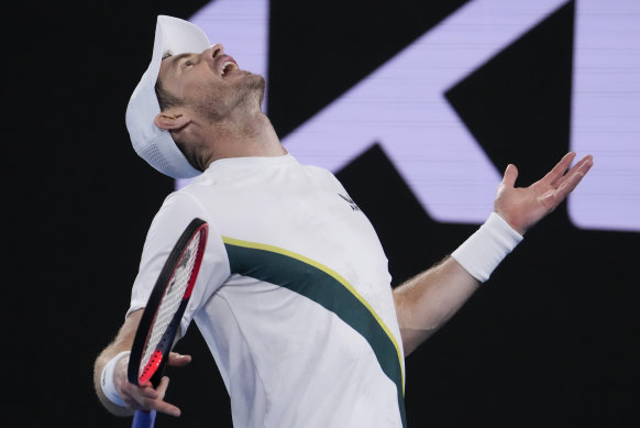 Andy Murray reacts during the match. 