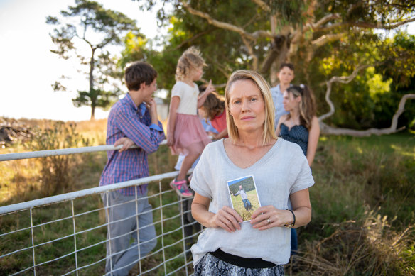 Duggan’s wife Saffrine at the family farm in Orange with their six children.