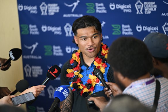 Brian To’o speaks to the media in Port Moresby on Wednesday.
