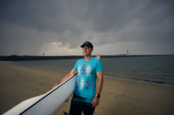 Terry Daly and his children regularly used Tower Beach near Sydney Airport, until he discovered swimming was prohibited due to the presence of cancer-causing chemicals. 