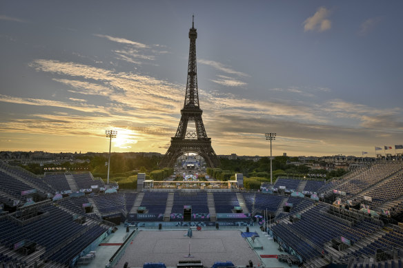 A beach in front of the Eiffel Tower. What’s not to like?