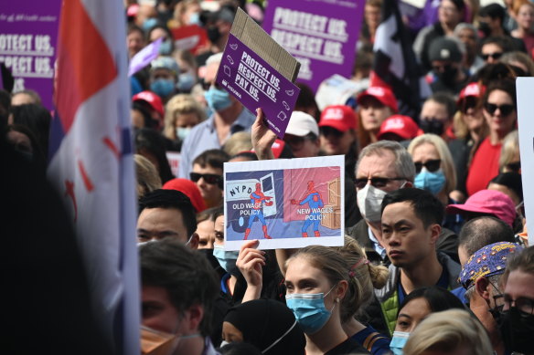 WA public sector workers at a demo<em></em>nstration last month.