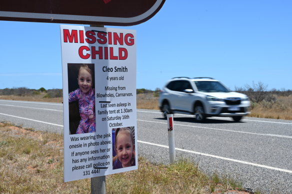 Cleo Smith, 4, is missing in Western Australia’s remote north. 