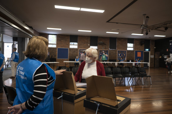Voters cast their ballot at Beecroft Public School.