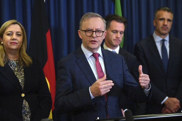 Prime Minister Anthony Albanese speaking after national cabinet on Friday.