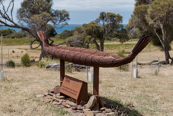 Timme’s Canoe – a scupture to bring home Timme’s spirit from an unmarked grave in Melbourne to his country in north-east Tasmania.