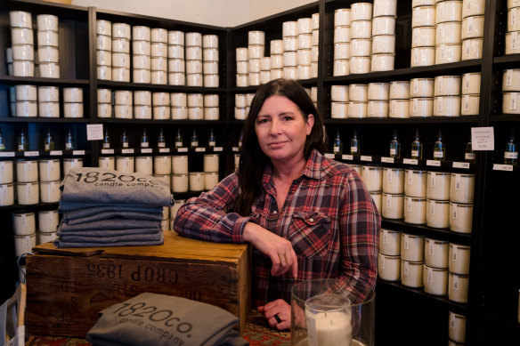 Melissa Smith in her shop, 1820 Candle Company.