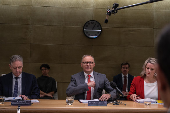 Prime Minister Anthony Albanese hosting a cybersecurity roundtable in Sydney. 