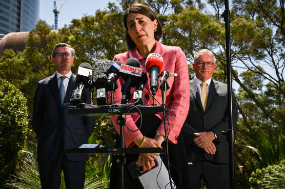 NSW Premier Gladys Berejiklian fronts the media on Tuesday.
