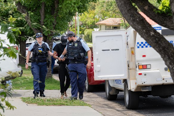 Police arrest a teenage boy in Armidale. Youth crime rates in western and northern NSW are higher than in almost all parts of Sydney.