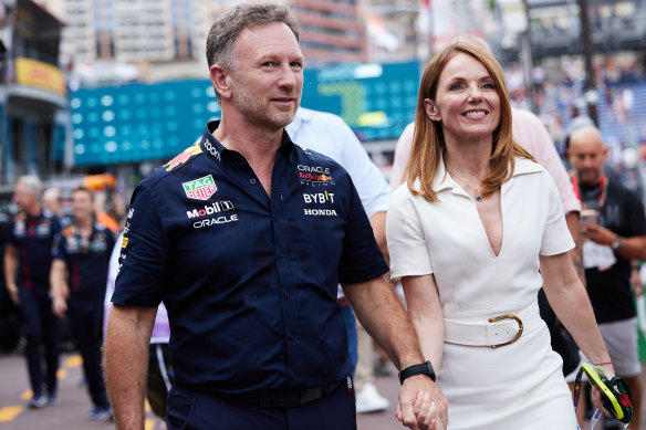 Christian Horner his wife Geri Halliwell during the Monaco Grand Prix in 2023.