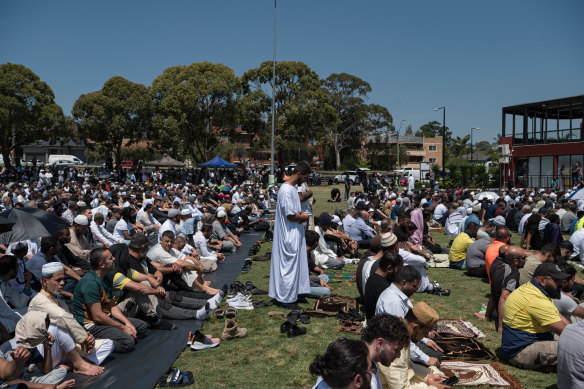 A prayer vigil for Palestine held in Lakemba, in Sydney’s south-west.