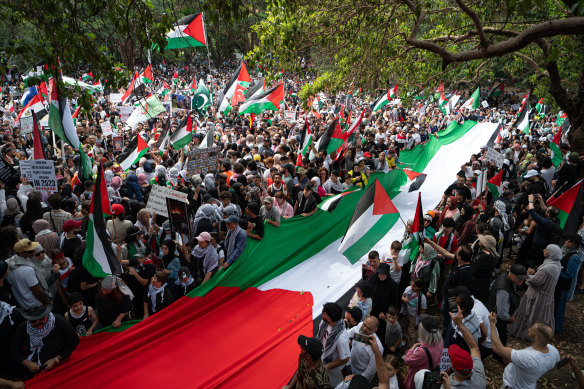 Thousands gathered in Sydney CBD in support of Palestinians in Gaza. Similar rallies are expected across Melbourne and Perth on Sunday.