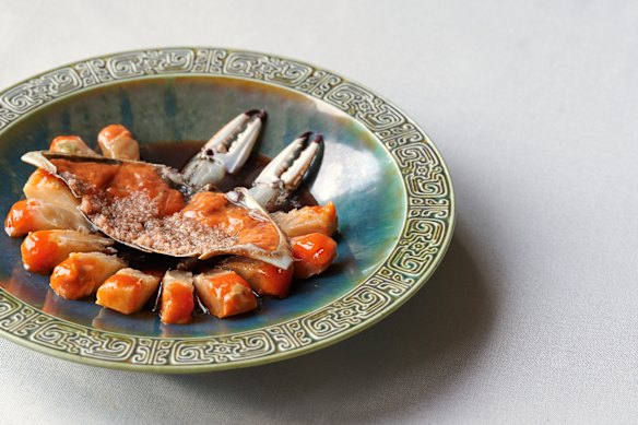The salted crab at Cantonese restaurant Wing, Hong Kong.