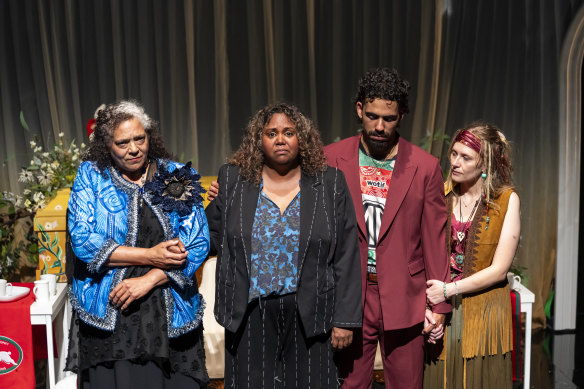 A Wake – A Woke Mob takes up the baton of deadly First Nations comedy with mischievous glee.