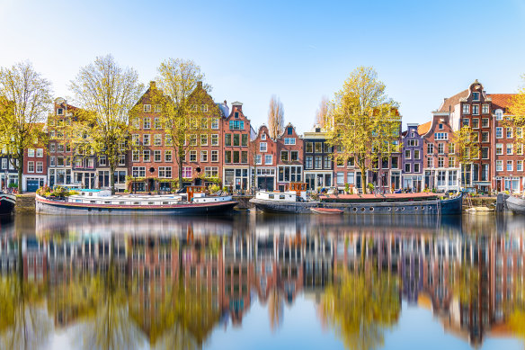 Reflections of Amsterdam in the morning.