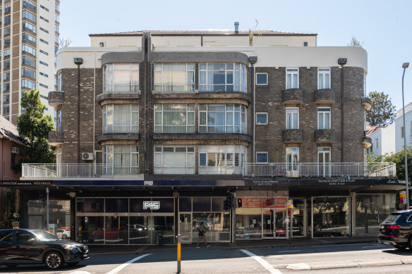 One of the buildings, 164 New South Head Road, that is set to be heritage listed by Woollahra Council. It is opposite Edgecliff Station.