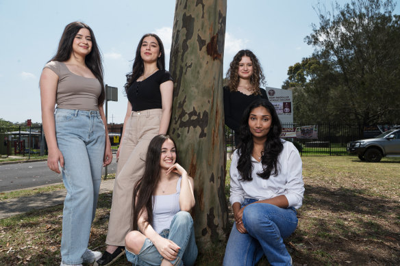 HSC students at Mary MacKillop College after receiving their results.