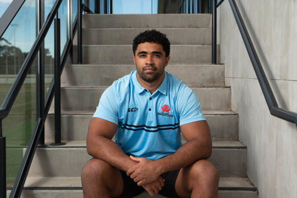 Langi Gleeson at Waratahs HQ after extending his contract through to 2025.