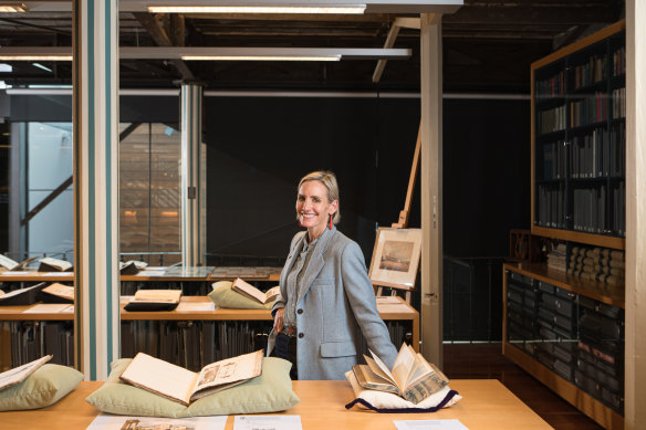 NSW government architect Abbie Galvin visiting the Caroline Simpson Library of architectural plans.