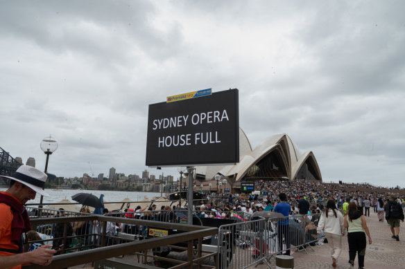 The Opera House forecourt reached capacity before 11.30am on Sunday.
