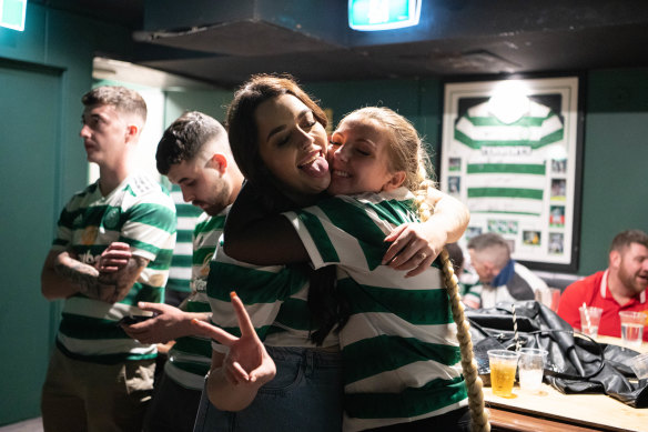 Celtic supporters watching the Scottish Cup final at Sydney Celtic Club at the Scruffy Murphys.