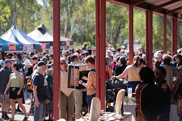 Queues snaking around the block for the Desert Mob Art Market.