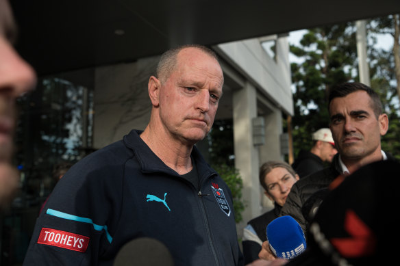The day after the night before … Michael Maguire fronts the media after the Origin I loss.