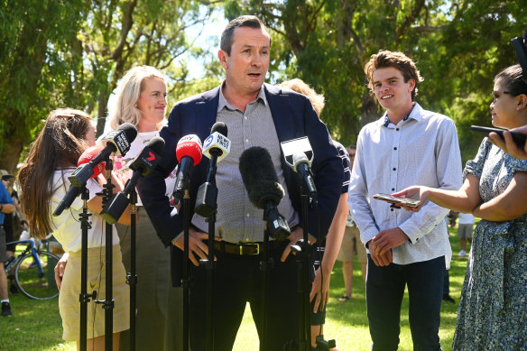 Pandemic winner: then WA premier Mark McGowan after his historic win in 2021. 