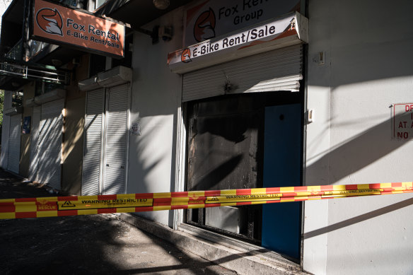 The e-bike store caught fire in Shepherd Street, Chippendale.