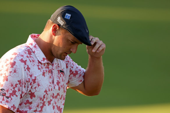 Ailing: Bryson DeChambeau has struggled at the Masters and will have tests done after the tournament to try and work out why he is feeling unwell.