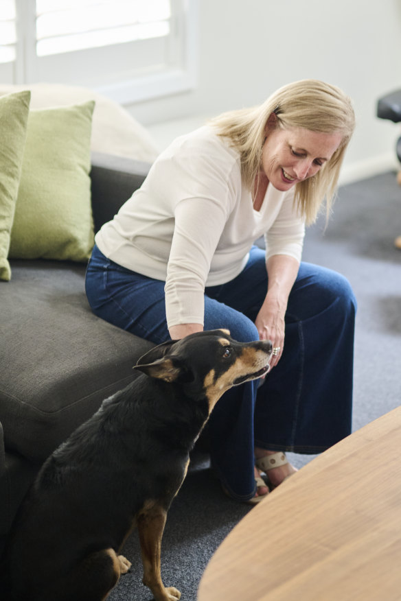 With kelpie-cross rescue Pip – Gallagher would have “100” dogs if she could.