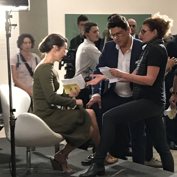 Rachael Blake, Vince Colosimo and director Mairi Cameron on the set of The Second.