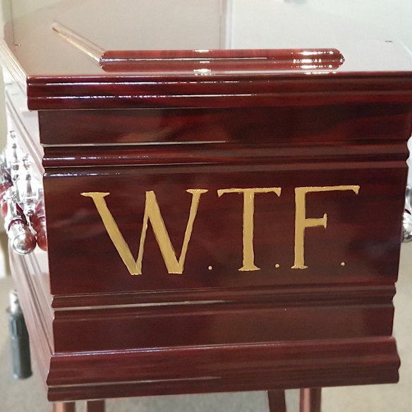  Ted Bain told his daughter Rachel that the last thing he wanted people to see when his coffin was loaded onto the hearse was the above message.