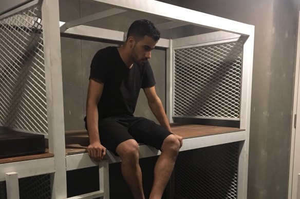 Hakeem al-Araibi in detention at Bangkok airport. 