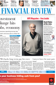 David Hains featured in the Financial Review of 29 May 2009.