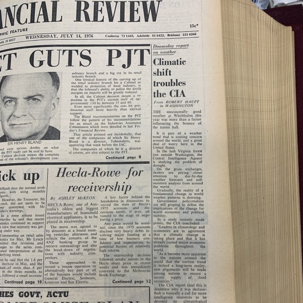 Robert Haupt’s story in the Financial Review of July 14, 1976.