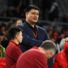 Yao Ming looks on during the game between the Australia Boomers and China at John Cain Arena on July 02, 2024 in Melbourne, Australia. (Photo by Graham Denholm/Getty Images)