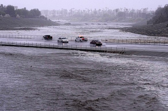 Californian desert under water as Tropical Storm Hilary floods state