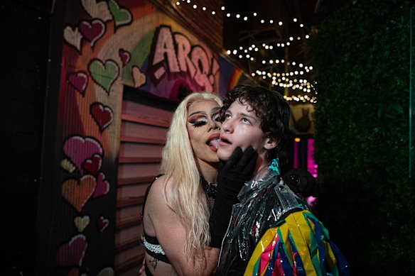 Drag queen Victoria Mami and Jaxon Woods at the Arq nightclub.