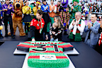  Jai Arrow celebrates cutting his birthday cake.