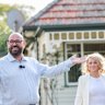 Auctioneer George Alexander took bids from first home buyers for a Yarraville house.