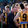 Not happy, Sam: The Hawks coach delivers a few home truths to his side.