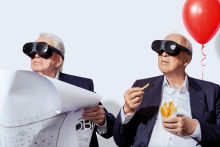 The future is ours to see... Harry Triguboff and Jack Cowin photographed for the 2023 Rich List issue. They wear Vive XR Elite virtual reality headsets.
