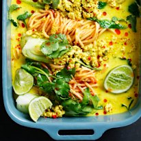 Adam Liaw’s quick chicken and coconut noodles.