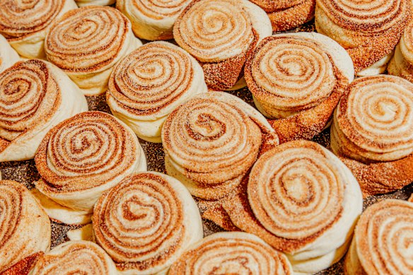 Cinnamon scrolls at Wellington Cake Shop in Bondi.
